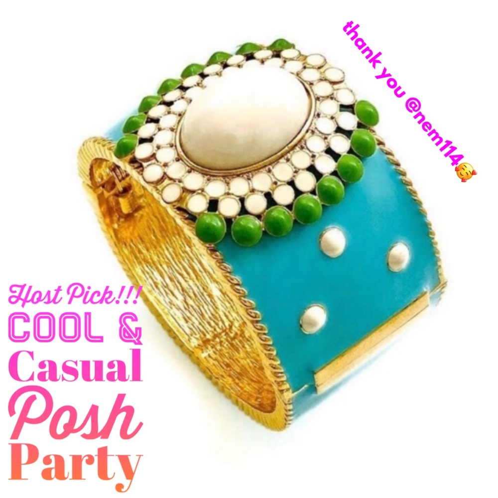 Stella & Dot | Colorburst Enamel Hinged Cuff Bracelet Turquoise + Green … - Picture 10 of 10